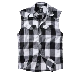 Brandit - Check Shirt Sleeveless white/black