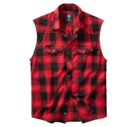 Brandit - Check Shirt Sleeveless red/black